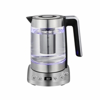 Bouilloire électrique sans fil en verre de 1,8 L avec base rotative à 360 degrés, maintien au chaud, arrêt automatique, protection contre l'ébullition à sec, pour usage hôtelier