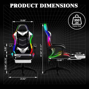 AJUNION Gaming-Stuhl mit Fußstütze Ergonomischer Gamer-Stuhl LED-Beleuchtung Racing-Stuhl Kunstleder 350lbs FSC-Holz Gaming-Sitz - Product Image 2