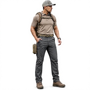 Men's Midweight Formal Mid Waist Button Fly Waterproof Windproof Breathable Anti-Wrinkle Canvas Autumn Tactical <b>Hiking</b> Pants - Product Image 2
