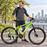 Vélo de montagne en acier OEM de 26 pouces, couleur verte, pour adulte, cadre en acier, cycle à vitesses