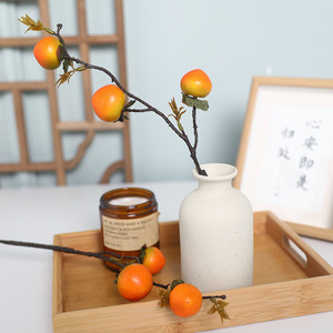 Ruilisi Fruta Decorativa Artificial de Caqui, Plástico, 7 Cabezas, Redonda, Decoración para el Hogar, Boda, Accesorios de Navidad - Product Image 4