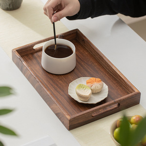 Japanese Style Rectangular Walnut Wood <b>Tray</b> Large Solid Wood <b>Tea</b> <b>Tray</b> For Home Snacks Tableware And <b>Tea</b> Saucers - Product Image 4