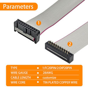 Conector IDC DIP de 20 Pines, 1.27MM, Gris Personalizado, Cable Plano con Conector, Ensamblaje de Cables, PVC, Clasificación IP66, para Electrodomésticos - Product Image 3