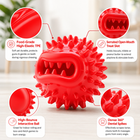 Balle distributrice de friandises interactive moderne pour chien en TPE, jouet à mâcher à picots pour le nettoyage des dents, indestructible, disponible en 2 tailles