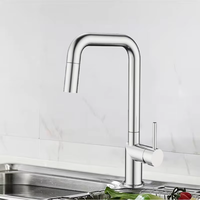 Robinet de cuisine simple et contemporain à poignée unique, bec rotatif en céramique, monotrou, à poser sur le plan, en acier inoxydable, divers modèles