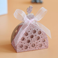 Boîte à dragées dorée ajourée à paillettes pour mariage, contenant alimentaire pour chocolats et bonbons