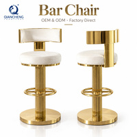QIANCHENG chaises Barhocker modernes de haute qualité à hauteur de comptoir cadre en acier inoxydable doré tabouret de bar pivotant haut de luxe