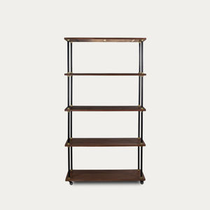 ชั้นวางหนังสือไม้สไตล์โมเดิร์นโบราณ ชั้นวางหนังสือไม้สไตล์อินดัสเทรียลสำหรับห้องนั่งเล่น ห้องครัว ห้องนอน - Product Image 4