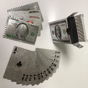 Carte à jouer de poker en plastique plaqué or avec boîte Vente en gros personnalisée étanche