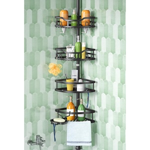 Organizador de Baño Resistente a la Oxidación, Extensible, Sin Taladros, Estantes de Ducha de Piso a Techo con Jabonera - Product Image 1