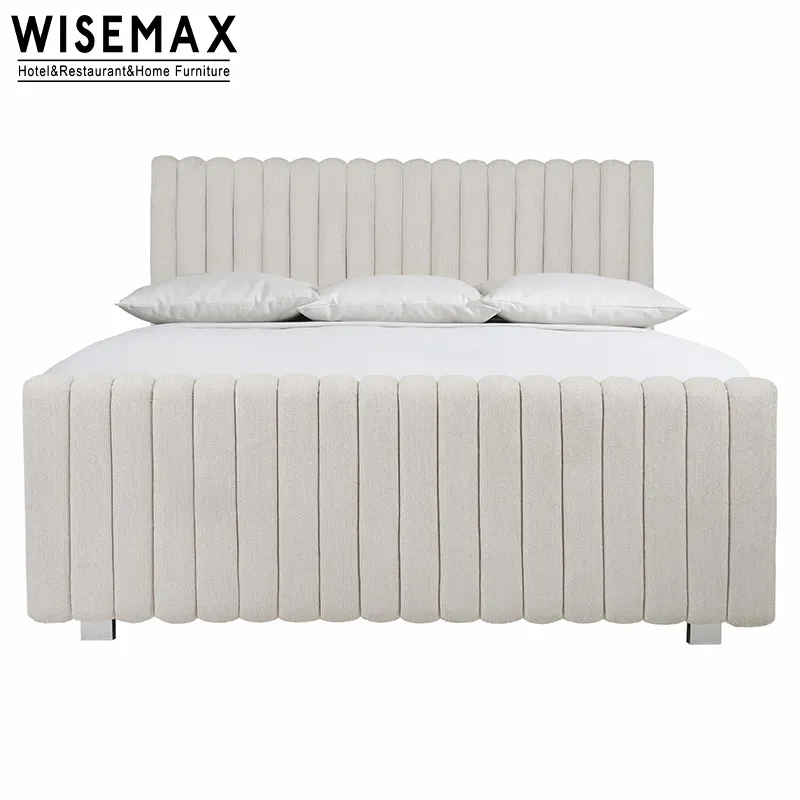 WISEMAX FURNITURE European Design Queen King Fabric Sofa Bed With Metal Legs For Hotel Room Commercial Furniture