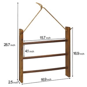 Échelle porte-serviettes marron foncé, support <span class=keywords><strong>de</strong></span> <span class=keywords><strong>plafond</strong></span> décoratif rustique pour salle <span class=keywords><strong>de</strong></span> bain et salon, barre porte-serviettes suspendue - Product Image 6