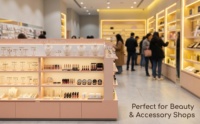 Maßgefertigtes Kosmetik-Displayregal mit Gehärteten Glasregalen und LED-Beleuchtung