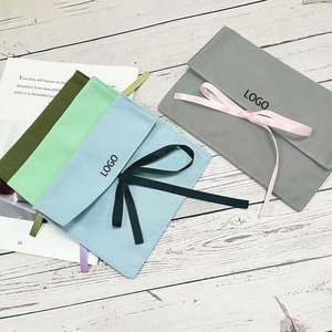 Pochette en coton de haute qualité, douce, personnalisée, emballage en coton, sac anti-poussière, pochette en coton recyclable avec rabat - Product Image 3