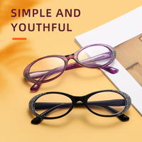 TY406 Lunettes de Lecture Minces Unisexe 1pc PC Cadre Ovale Bleu Lumière Blocage Presbytie Lunettes Correctives pour Hommes Femmes Marron