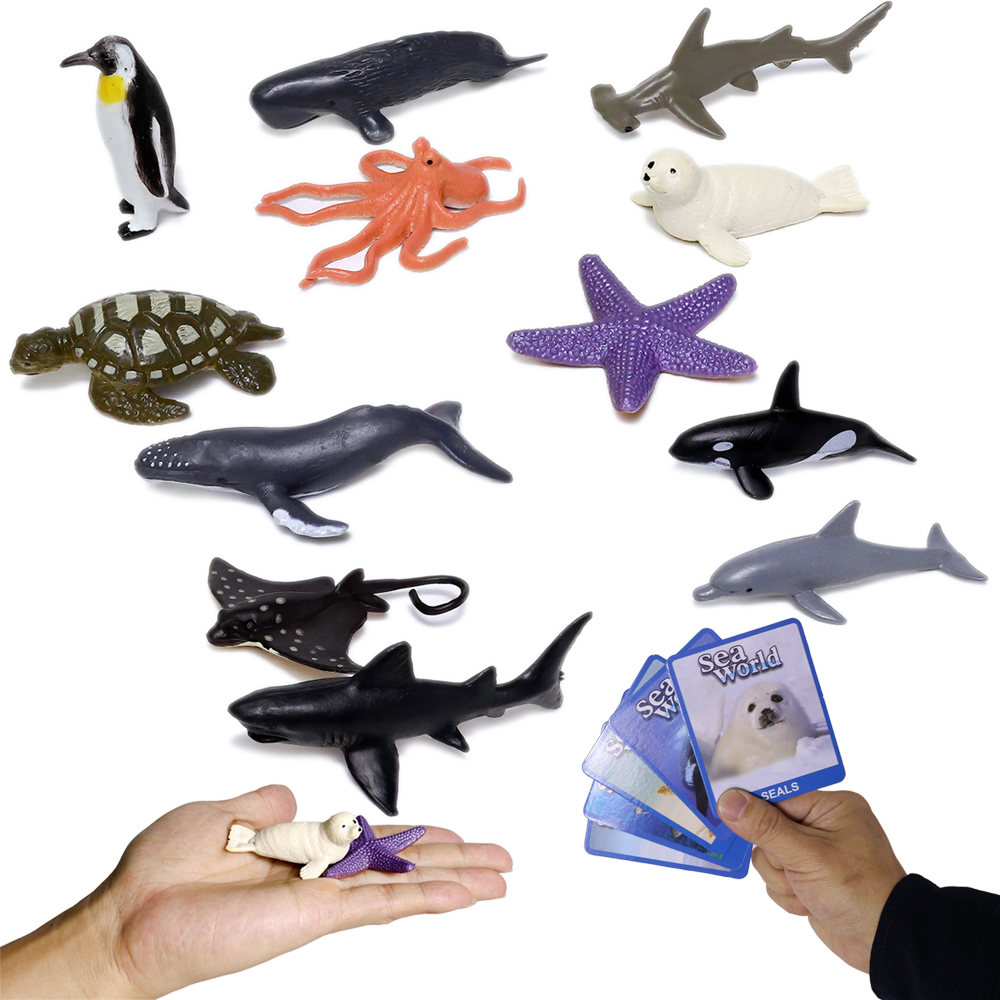 12個7インチ水族館ギフトサメフィギュアセットプラスチック海洋