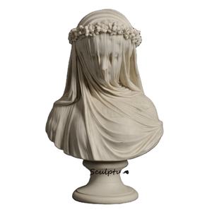 <span class=keywords><strong>Statue</strong></span> de <span class=keywords><strong>marbre</strong></span> blanc pur de décoration d'intérieur avec la sculpture de buste de dame de <span class=keywords><strong>voile</strong></span> à vendre - Product Image 1