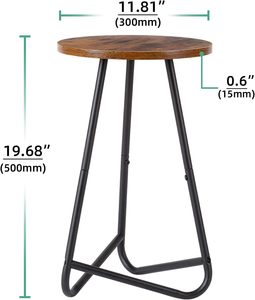 <strong>50cm</strong> Standing Type Wooden &amp; Metal Plant Stand Modern Flower <strong>Shelf</strong> for Living Room Balcony Office (Black Rustic Brown) - Product Image 3