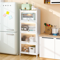 Étagères de rangement de cuisine multicouches anti-poussière compatibles avec les fours à micro-ondes, organisateurs de cuisine, étagères de rangement de cuisine