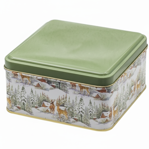 1.9L Snowy Winter Illustrator 158x158x80mm Caja de almacenamiento de metal cuadrada - Product Image 2