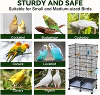 Cage à oiseaux en fer VISCOO améliorée et cryptée de 46 pouces avec perchoirs en bois, plateau coulissant et abreuvoir pour oiseaux de petite/moyenne taille