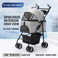 Poussette pliable 2-en-1 pour animaux de compagnie avec sac de transport amovible 32x53cm, cabine spacieuse, logo personnalisé OEM, couleur, vente en gros