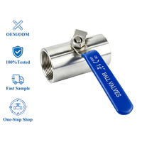 Vanne à boisseau sphérique compacte en acier inoxydable 304, monobloc, filetée PN16, pour traitement de l'eau