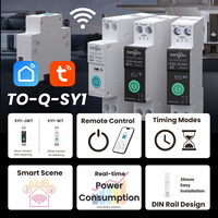 Interrupteur Wi-Fi TUYA avec Mesure, Disjoncteur Intelligent 1P+N 63A Rail DIN, Contrôle à Distance Sans Fil pour Maison Connectée TONGOU