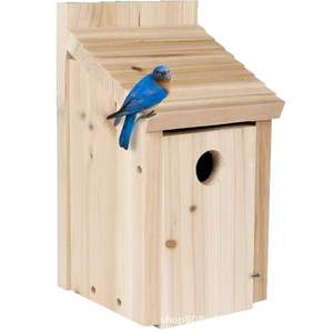 Nichoir en bois naturel de forme rectangulaire, boîte à nids en bois massif pour oiseaux, utilisation suspendue dans le jardin ou la cour, fabriqué au Shandong - Product Image 1