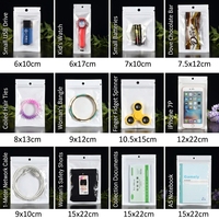 Sac d'emballage personnalisé avec logo Yin Yang, pochette en plastique transparente nacrée blanche avec fermeture éclair et trou de suspension pour bijoux et jouets