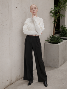 <span class=keywords><strong>Pantaloni</strong></span> eleganti da ufficio eleganti a vita alta <span class=keywords><strong>neri</strong></span> con chiusura a Zip adatti - Product Image 3
