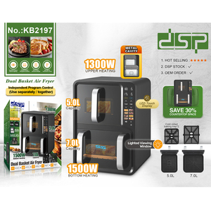 <span class=keywords><strong>Friteuse</strong></span> à air <span class=keywords><strong>double</strong></span> professionnelle en gros DSP OEM avec deux paniers 12L, deux zones doubles, <span class=keywords><strong>friteuse</strong></span> à air profonde électrique - Product Image 2
