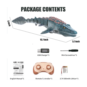 Control remoto <span class=keywords><strong>Mosasaurus</strong></span> Water Pool Toys, RC Boat Dinosaur High Simulation Scale <span class=keywords><strong>Dino</strong></span> con luz y agua pulverizada - Product Image 6
