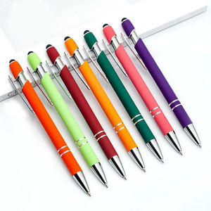 Pena bolpoin Logo kustom murah <span class=keywords><strong>Promo</strong></span> dengan karet lembut layar sentuh 1.0mm lebar menulis bahan logam untuk tempat bola ponsel - Product Image 4