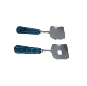 Blue Weaved Handle Salat Server Set in Stahl polierten Griffen in anderem Material aAso verfügbares Geschirr