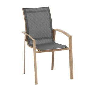 SEDIA AXANT, ALLUMINIO EFFETTO LEGNO E TEXTILENE ANTRACITE - Product Image 1