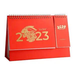 Grosir 2023 besar mewah spiral unik kalender meja penyimpanan flip meja kalender berdiri disesuaikan untuk kantor