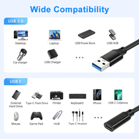 Cable USB C Hembra a USB Macho, 10Gbps 3A 1M, Cable Convertidor Extensor USB 3.0 Tipo A Macho a Tipo C Hembra para Disco U, PC