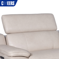 MANWAH CHEERS Ecksofa-Garnitur aus Echtem Leder mit Elektrischer Kopfstütze und Relaxfunktion sowie Kabelloser Ladefunktion für das Wohnzimmer