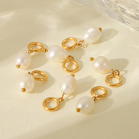 Élégant pendentif rond en perle baroque d'eau douce naturelle en acier inoxydable 316L plaqué or 18 carats pour bijoux