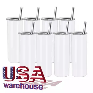 USA Warehouse Free Shipping Double Wall Sublimation Blanks Bottle Heat Transfer Stainless Steel Sublimation Blanks 20oz Tumbler