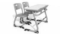 Bureau et chaise double pour lycée en gros avec plateau en MDF