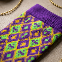 Chaussettes Mardi Gras pour Femme – Cadeau Idéal pour le Carnaval, les Défilés et les Fêtes – Chaussettes en Gros Motif Fleur de Lys et Masque – Accessoires de Fête pour les Fêtes Traditionnelles