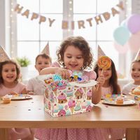 Benutzer definierte weiße Karton Giebel boxen für Kinder Lebensmittel-und Geschenk verpackungen mit Griff für Restaurants Events und Party Supply Us