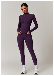 5 pièces nouveautés femmes populaire Logo personnalisé fermeture éclair Yoga costume veste coupe-vent Slim Fit haut athlétique soutien-gorge <span class=keywords><strong>collants</strong></span> ensembles de course - Product Image 2