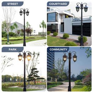 ผลิตโคมไฟสวนแบบยุโรป 2 เสา ตามสั่ง  กันน้ำระดับ IP65 ทำจากอะลูมิเนียมสไตล์วินเทจ สำหรับตกแต่งสวนภูมิทัศน์และสวนสาธารณะ - Product Image 2
