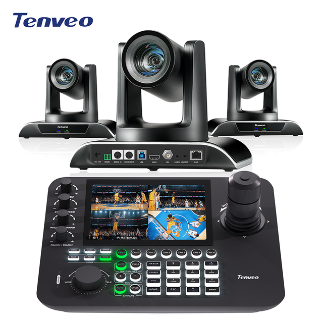 Conference System 30 X AI LAN VHD630A(3PCS) PTZ Camera and 4D 4 Screens KB300PRO Joystick Controller Conference Group