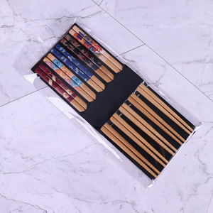 Palillos Reutilizables de Madera Natural, 5 Pares, Palillos Japoneses para Sushi, <span class=keywords><strong>Hashi</strong></span>, Hechos a Mano, de Bambú, Azul y Rojo, 23.5 cm - Product Image 5