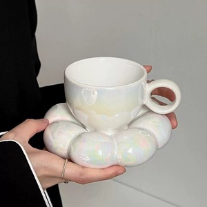 Service de vaisselle en porcelaine et céramique personnalisé style nordique, motif <span class=keywords><strong>macaron</strong></span>, tasses à café et à thé tournesol, mug et soucoupe - Product Image 3