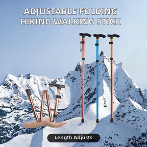 Bâton de randonnée pliable réglable, sections confortables, bâton de marche pour personnes âgées, canne de voyage et d'escalade en alliage d'aluminium inoxydable - Product Image 2
